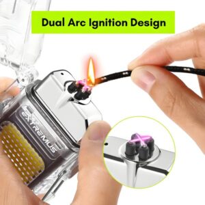 Transparent COB LED Flashlight with Dual Arc Plasma Beam Electric Lighter | USB Rechargeable
