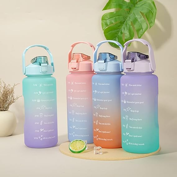 2L Plastic Water Bottle with Straw | Large Reusable Sports & Gym Bottle