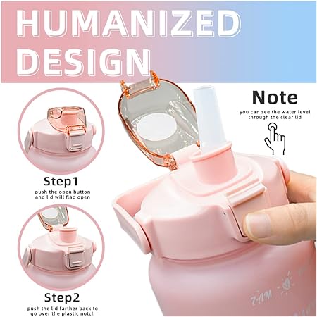 2L Plastic Water Bottle with Straw | Large Reusable Sports & Gym Bottle - Image 3