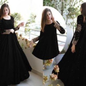 3 Piece Heavy Embroidered Gown | gown with Front and Back Pearls Attached | Gown with Maxi Trouser