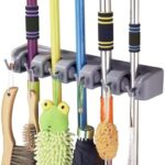 Wall Mounted Broom Holder | Mop & Tool Organizer Rack for Home, Garden & Garage | Space-Saving Storage Hook