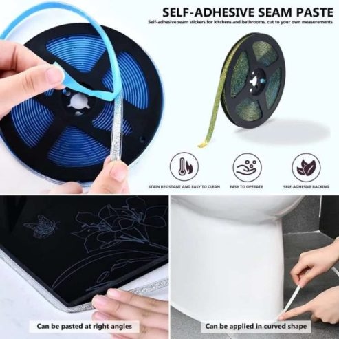 Self-Adhesive Seam Sticker Tape – Waterproof Sealant for Tile Gaps, Sink & Bathtub | Decorative Edge Strip for Kitchen & Bathroom | Easy Peel & Stick Caulking Tape
