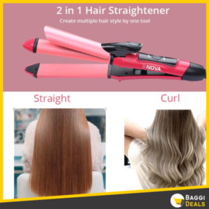 2 In 1 Nova Hair Straightener And Curler | Hair Straightener + Curler Versatile | Styling Tool For Straightening And Curling Hair