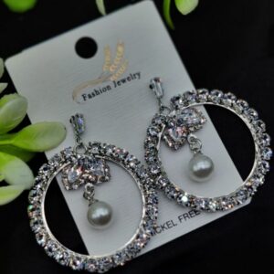 Imported Elegant Earrings in Multiple Design | Floral Hoop, Floral Crystal, Radiant Princess, Dazzling Hoop, Starburst Pearl, Crystal Hoop Designs | Best Quality Earrings for Girls & Women | Luxury Look Earrings (Silver Color)