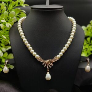 Imported Timeless Pearl Necklace Set with Radiant Pendant & Earrings | Girls & Women Fashion