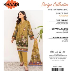 Khaadi Doriya Collection | 3 Pcs Lawn | Unstitched Fabric | Casual Wear