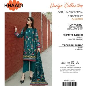 Khaadi Doriya Collection | 3 Pcs Lawn | Unstitched Fabric | Casual Wear