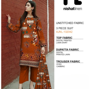 Nishat Linen | 3 Piece Digital Printed Lawn | Ladies Unstitched Suit | New Collection for Ladies
