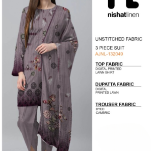 Nishat Linen | 3 Piece Digital Printed Lawn | Ladies Unstitched Suit | New Collection for Ladies