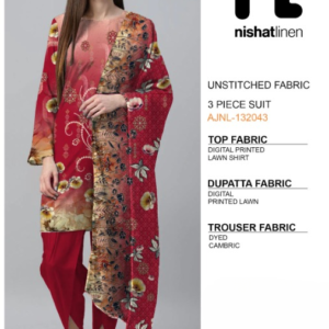 Nishat Linen | 3 Piece Digital Printed Lawn | Ladies Unstitched Suit | New Collection for Ladies