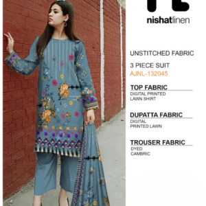 Nishat Linen | 3 Piece Digital Printed Lawn | Ladies Unstitched Suit | New Collection for Ladies