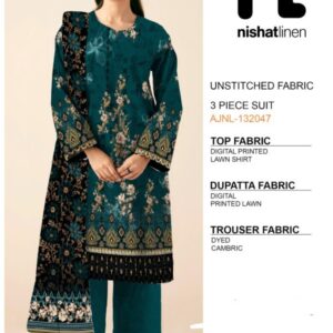 Nishat Linen | 3 Piece Digital Printed Lawn | Ladies Unstitched Suit | New Collection for Ladies