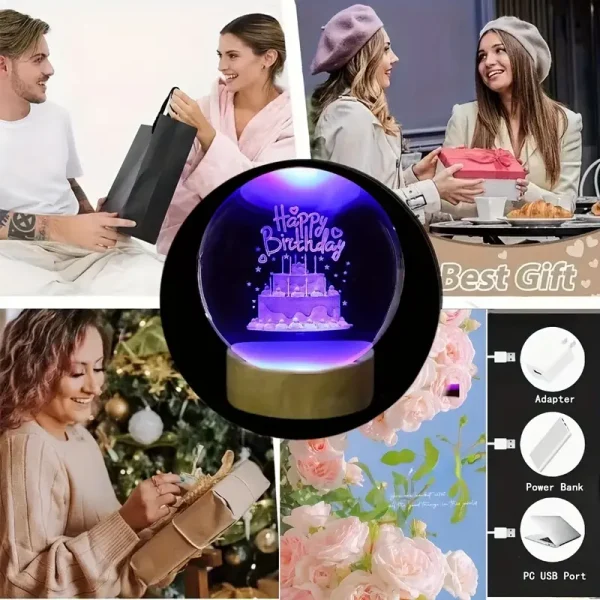 Glowing Crystal Ball Night Light | Warm & Romantic Atmosphere - Image 2
