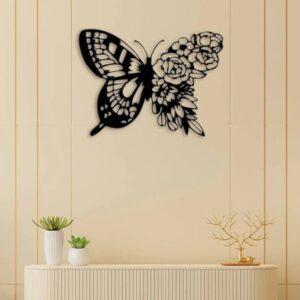 Wall Art Butterfly Flower | Wooden Wall Decor