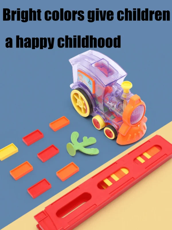 Domino Set Up Train, Domino Train Toy Blocks Set with Lights and Sounds, Creative Gifts for Kids(random color) - Image 3