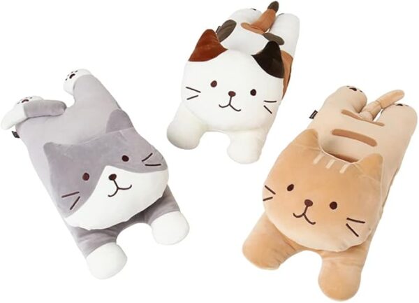 Long Cat Plush Pillow kitten gray White brown lovely cartoon  | FukuFukuNyanko Plush Cat Cushion - 50cm (Random color) - Image 4