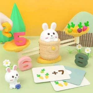 Rabbit Carrot Math Balance Toy Set,educational tool Preschool Shape Matching Toys Carrot Counting Game