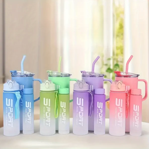 (Pack of 3) Sports Water Bottles – Portable Drinking Cups for Outdoor, Fitness, Hiking & Camping |  3 Leakproof Bottles for Travel and Outdoor Adventures - Image 2