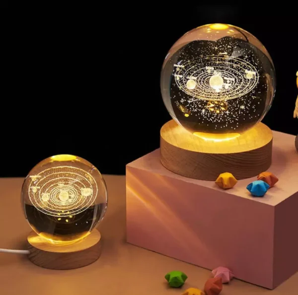 3D Galaxy Solar System Crystal Ball Night Light with Wooden Base for Boys and Girls | Crystal Ball Solar System Night Light - Image 13