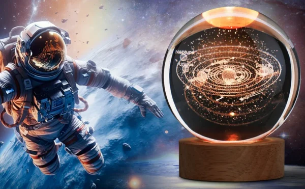 3D Galaxy Solar System Crystal Ball Night Light with Wooden Base for Boys and Girls | Crystal Ball Solar System Night Light - Image 9