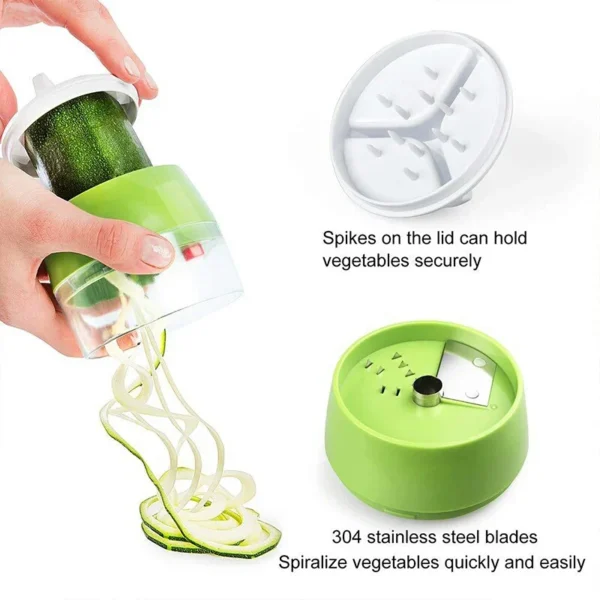 4in1 Vegetable Spiral Cutter | BPA-Free ABS Plastic Materials | Create Zoodles and More with Ease - Image 6