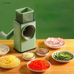 Multifunctional Vegetable Cutter | Manual Rotary Cheese Grater Shredder | Wider Hopper Round Mandolin Drum Slicer Cutter for Kitchen