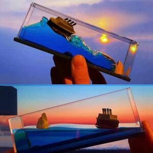 Car Dashboard Cruise Ship Fluid Drift Bottle Boat Floating | Moving Titanic Liquid Wave Cruise Ship-Nautical Car Dashboard|Living Room|Office|Satisfying|Mind Calming|Smooth Movement|