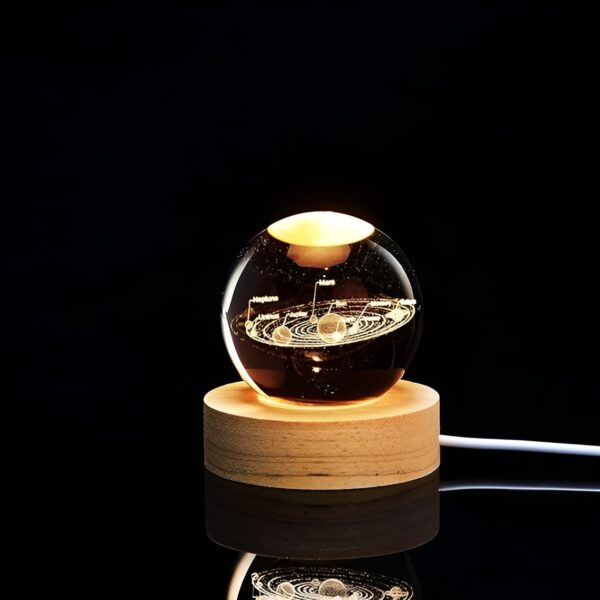 3D Galaxy Solar System Crystal Ball Night Light with Wooden Base for Boys and Girls | Crystal Ball Solar System Night Light - Image 14