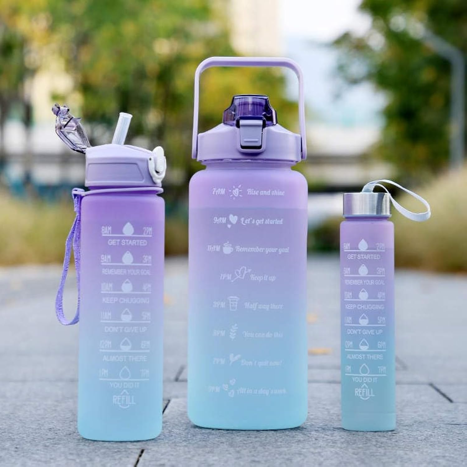 Sports Water Bottles 3 Pcs Set | | Leak Proof Flip Top Lid