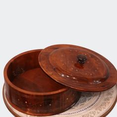 Handcrafted Wooden Hot Pot with Brass Work | Roti/Chapati Warmer | Premium Sheesham Wood Roti Hot Pot | 12-Inch Wooden Roti Hot Pot with Brass Work