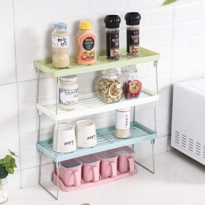 Folding Stack-Up Shelf for Spice Jars | Foldable Kitchen Organizer Rack | Cabinet Shelf Stand for Pantry & Cupboard Storage