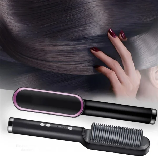 2-in-1 Hair Straightening & Curling Comb | Hair Straightening Comb/Brush  | No-Damage Curling & Styling Tool for Home & Professional Use - Image 8