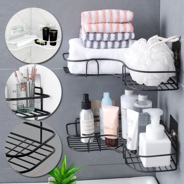 Metal Corner Rack For Bathroom | Bathroom Metal Shelf Organizer | Storage Rack Corner Frame Shampoo Storage Holder - Image 8