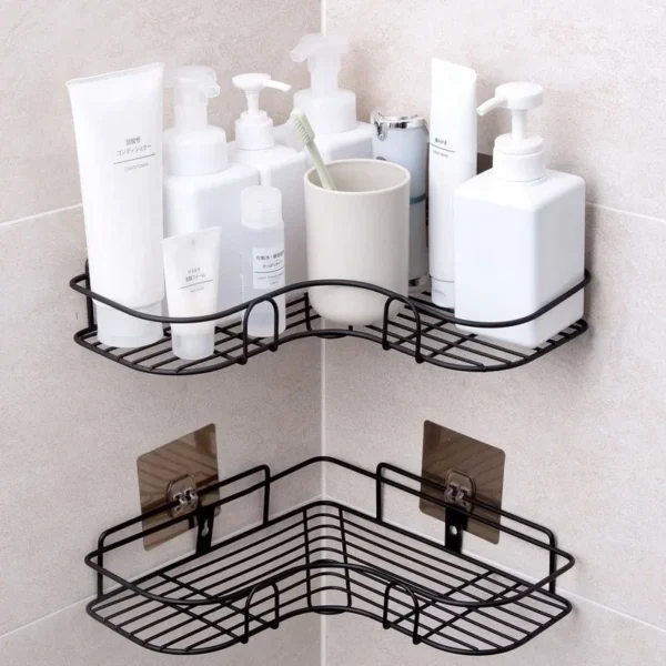 Metal Corner Rack For Bathroom | Bathroom Metal Shelf Organizer | Storage Rack Corner Frame Shampoo Storage Holder - Image 3