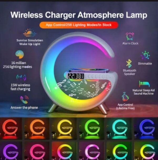 G-Shape Bluetooth Speaker | G11-Multifunctional Lamp | Digital Alarm Clock | Wireless Charging Memory Card Supported - Image 3