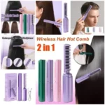 2-in-1 Hair Styling Brush | Curler & Straightener Comb | Professional Hot Air Brush for Smooth, Shiny & Voluminous Hair | Fast Heating & Anti-Frizz Styling Tool