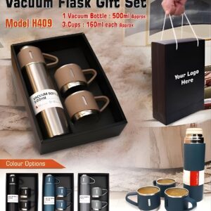 H-409 Vacuum Flask Gift Set | Stainless Steel Travel Flask | Insulated Flask for Hot & Cold Drinks,