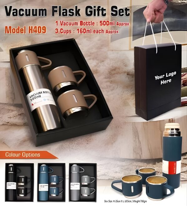 H-409 Vacuum Flask Gift Set | Stainless Steel Travel Flask | Insulated Flask for Hot & Cold Drinks,