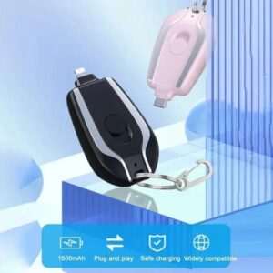 Mini Keychain Portable Charger | Emergency Power Bank Pod for Cell Phones with Key Ring Design | Portable Emergency Charger for Smartphones, Compact & Lightweight