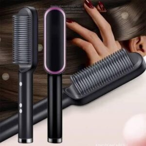 2-in-1 Hair Straightening & Curling Comb | Hair Straightening Comb/Brush  | No-Damage Curling & Styling Tool for Home & Professional Use