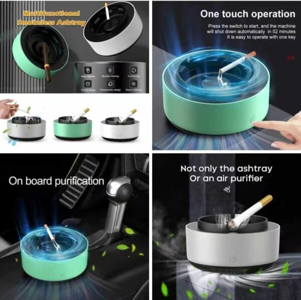 Multipurpose Ashtray With Air Purifier Function | Smoke Odor Eliminator & Air Freshener for Home, Car, and Office - Image 3