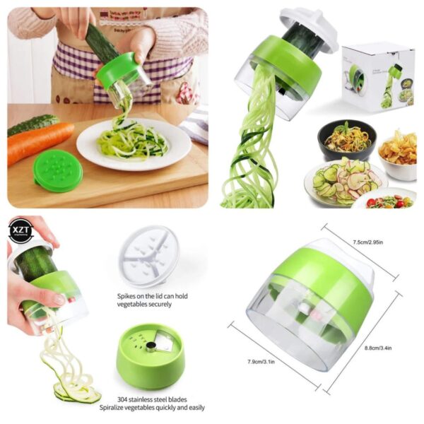 4in1 Vegetable Spiral Cutter | BPA-Free ABS Plastic Materials | Create Zoodles and More with Ease