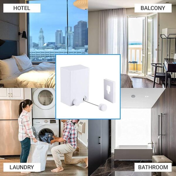 Abhsant Retractable Clothesline | Wall-Mounted Indoor/Outdoor Drying Rack for Balcony or Laundry |  Space-Saving Wire Rope