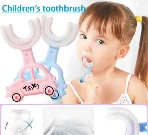 Silicon Toothbrush Taxi Design Portable Hand | held Shaped Infant Soft Bristle 360 Degrees For Kids | Soft Bristle Infant Brush with Fun Taxi Design
