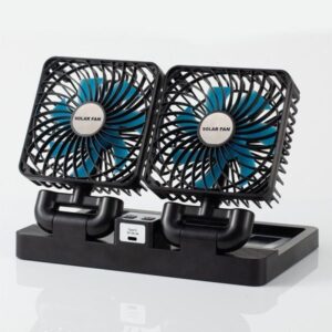 Double Head Solar Portable Desktop Air Conditioning Fan | Double Head Solar Fan – Rechargeable Fan Strong Cold Air
