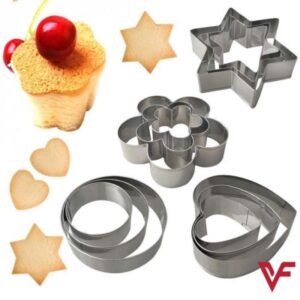 Stainless Steel Cookie Cutter Set - Multi-Shape Baking Molds for Cookies -  Includes 4 Shapes in 3 Sizes Each