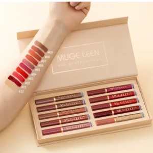 Mugeleen 12 Colors Lip Gloss Set – Long-Lasting, Matte & Glossy Finish - All-Day Wear Makeup Kit