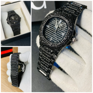New Watch Collection Black Stone / Blacked Iced Out Stain-less Steel Chain Watch For Mens Fashion
