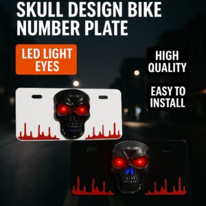 Skull LED Back Number Plate for 70cc & 125cc Bikes | Stylish Rear Light with Number Plate Holder | Most Trending Bike Accessory