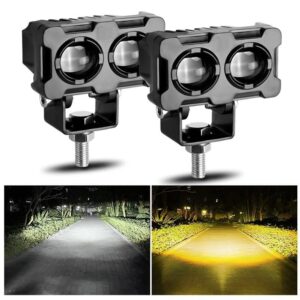Motorcycle Robot Dual Colour LED Work & Driving Lights | 5000K–6500K Two-Color Headlights & Fog Lamps